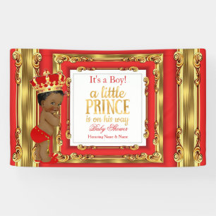 Banner Prinz Baby Shower Regal Rot Gold Ethnisch