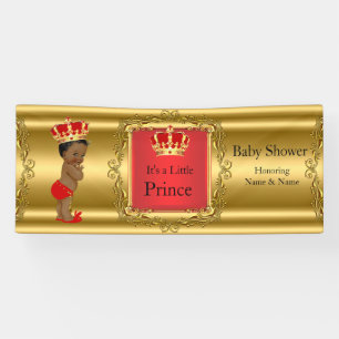 Banner Prinz Baby Shower Rot Gold Ethnisch