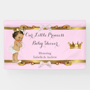 Banner Prinzessin Baby Shower Pink Weiß Gold