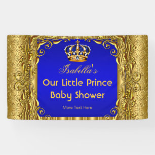Banner Royaler Prinz Baby Shower Blau Goldene Kron