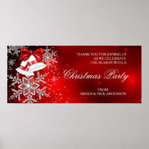 Banner Sparkle Snowflake Rotes Weihnachtsfest Part Poster