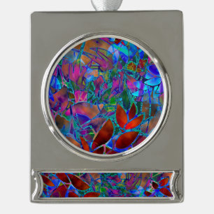 Banner Verzierung Floral Abstrakt Buntglas Banner-Ornament Silber
