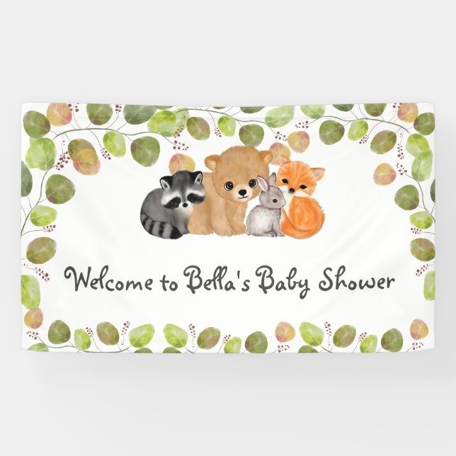 Banner Woodland Animals Forest Friends Kinderdusch (Horizontal)