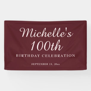 Banner zum 100. Geburtstag in Burgundrot