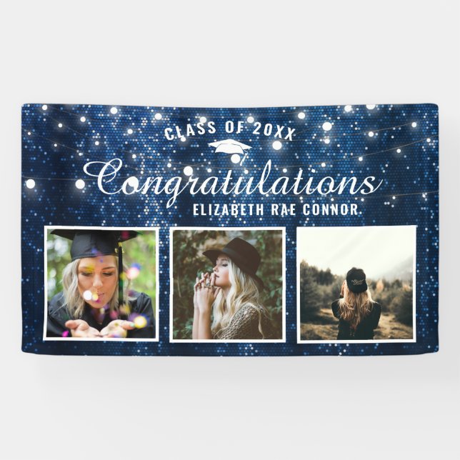 Banner zum Foto von Navy Blue Sparkle Abschluss (Horizontal)