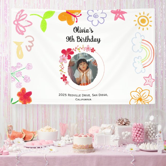 Banner zum Party von Gelben und Lila Kindern (Party)