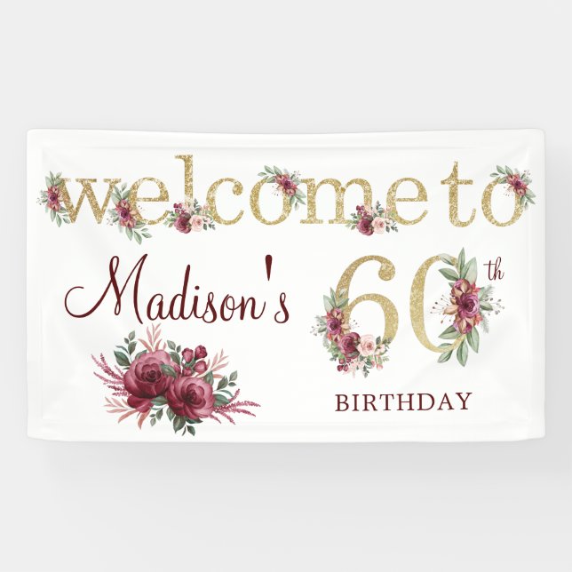 Banner zum Personalisierten Burgundy-Gold zum 60.  (Horizontal)