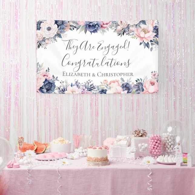 Banner zur botanischen Verlobung von Navy Blue Pin (Party)