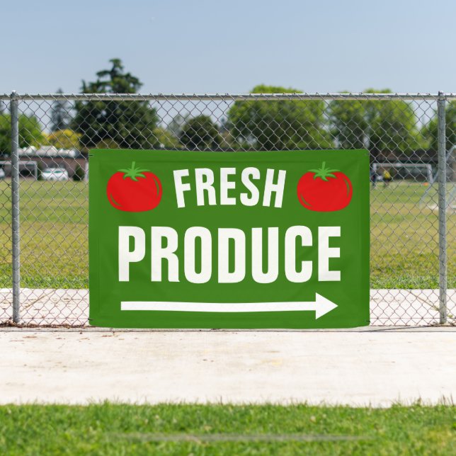 Bannerzeichen "Fresh Produzieren" mit Pfeil Banner (InSitu)