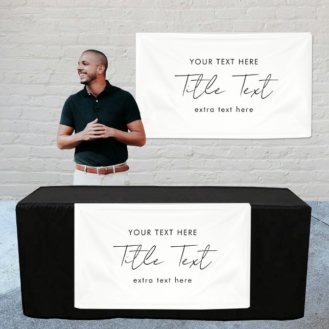 Bannière à accrochage personnalisé Signal moderne  (Custom Hanging Banner Sign Modern Script White)