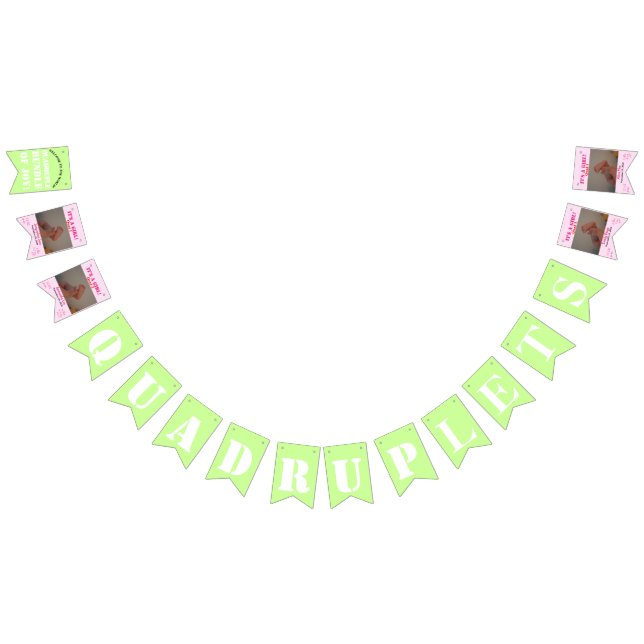 Bannière à bascule vert rose pour fille Quadruplet (Tout)