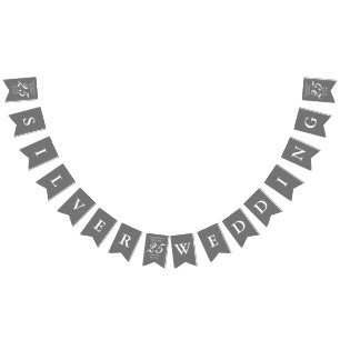 Bannière À Fanions 25ème Confettis de chimères d'argent