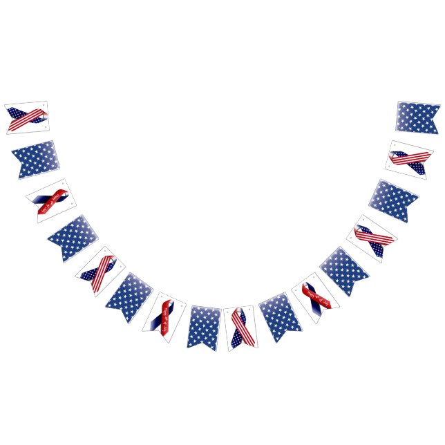 Bannière À Fanions 4 juillet, Bleu avec Blancs (Tout)