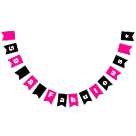 Bannière À Fanions 50 et Fabulous Hot Pink et noir