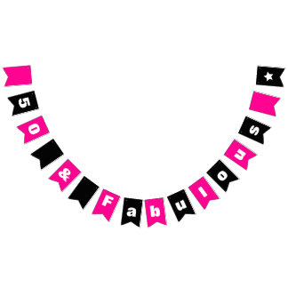 Bannière À Fanions 50 et Fabulous Hot Pink et noir
