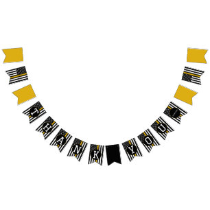 Bannière À Fanions 911 Dispatcher Thin Gold Line Merci
