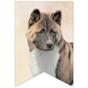 Bannière À Fanions Akita Peinture - Cute Original Chien Art