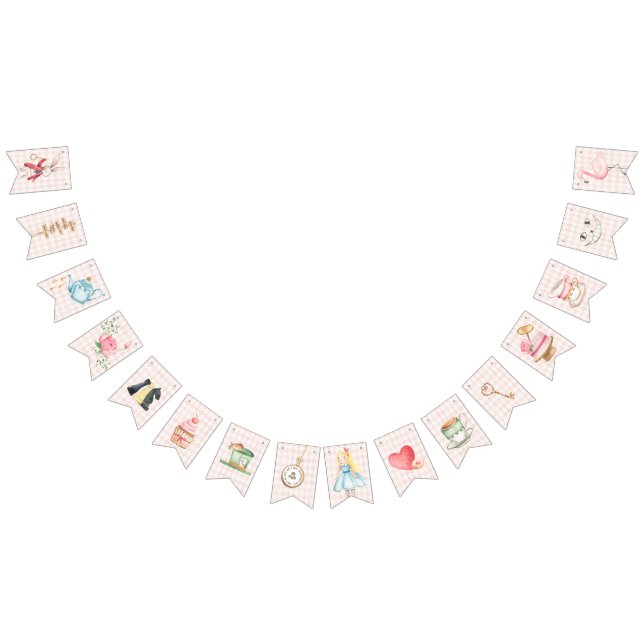 Bannière À Fanions Alice Aventures dans Woderland Anniversaire Tea Pa (Tout)