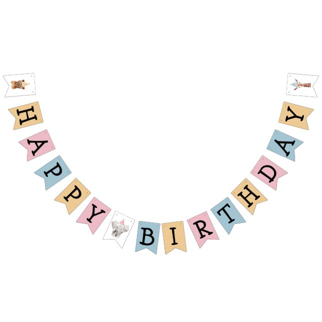 Bannière À Fanions Animaux de fête Enfants Joyeux anniversaire (Tout)