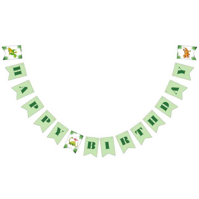 Bannière À Fanions Anniversaire de enfant d'aventure Dinosaur Jungle  (Tout)