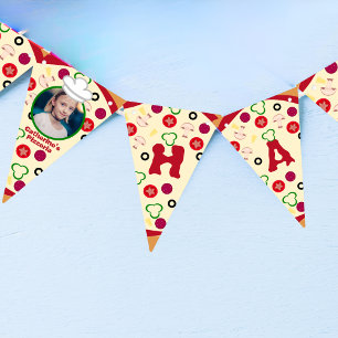 Bannière À Fanions Anniversaire de enfant de la fête de la pizza