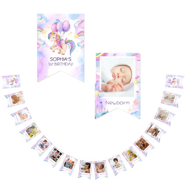 Bannière À Fanions Anniversaire de la licorne (Créateur téléchargé)