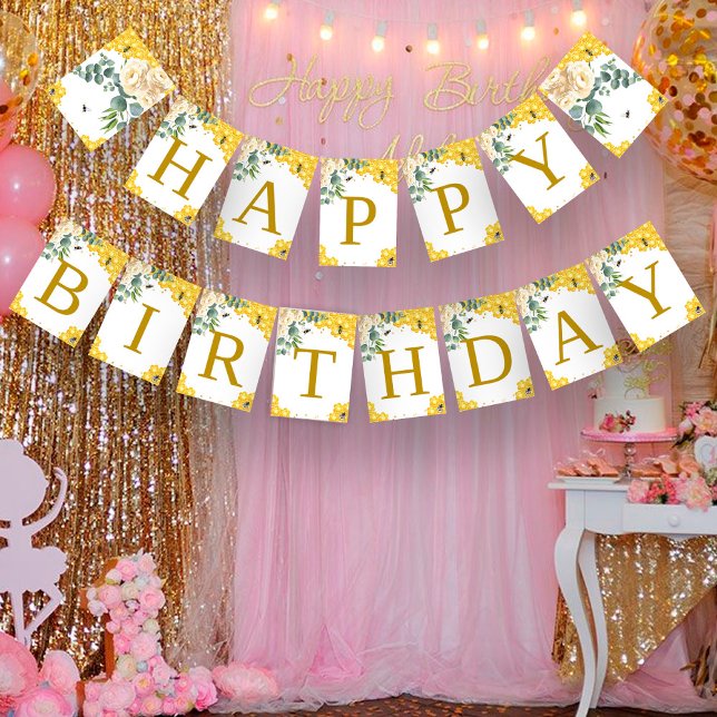Bannière À Fanions Anniversaire des abeilles (Créateur téléchargé)