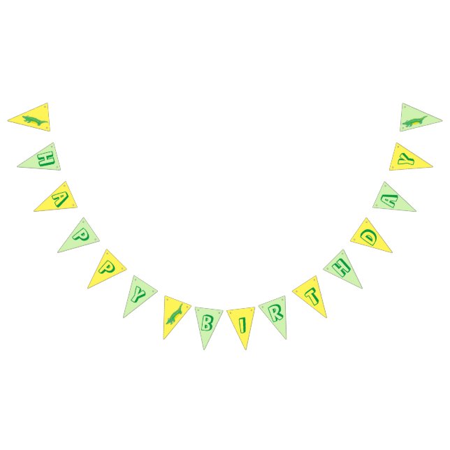 Bannière À Fanions Anniversaire Jaune Alligator Vert Crocodile (Tout)