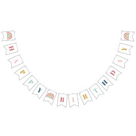 Bannière À Fanions Anniversaire rose arc-en-ciel du mignon Boho