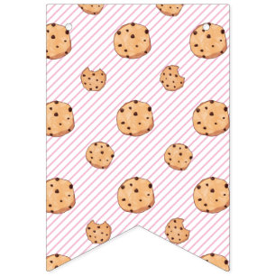 Bannière À Fanions Anniversaire Rose Lait et Cookies