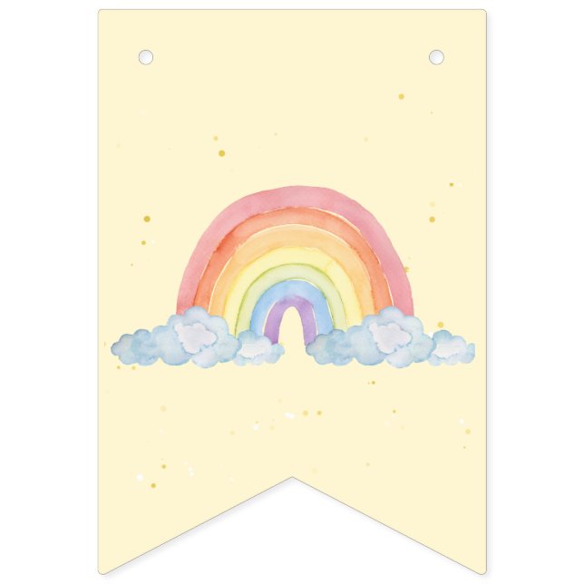 Bannière À Fanions Aquarelle arc-en-ciel fête d'anniversaire (Premier drapeau)