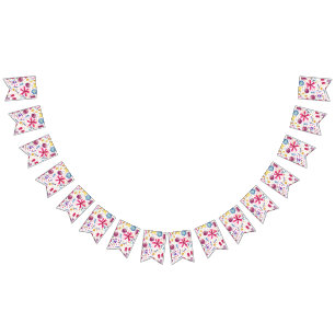 Bannière À Fanions Aquarelle des fleurs de hérisson