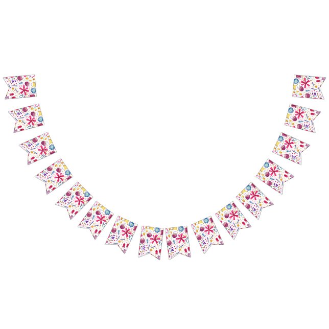 Bannière À Fanions Aquarelle des fleurs de hérisson (Tout)