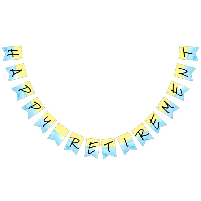 Bannière À Fanions Aquarelle Jaune Et Bleu Moderne Bonne Retraite (Tout)