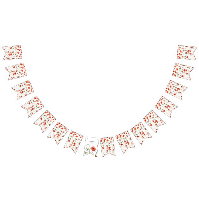 Bannière À Fanions Aquarelle Poppy fleurs sauvages rouges été (Tout)