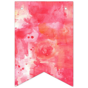 Bannière À Fanions Aquarelle rose Confetti Abstrait Peint