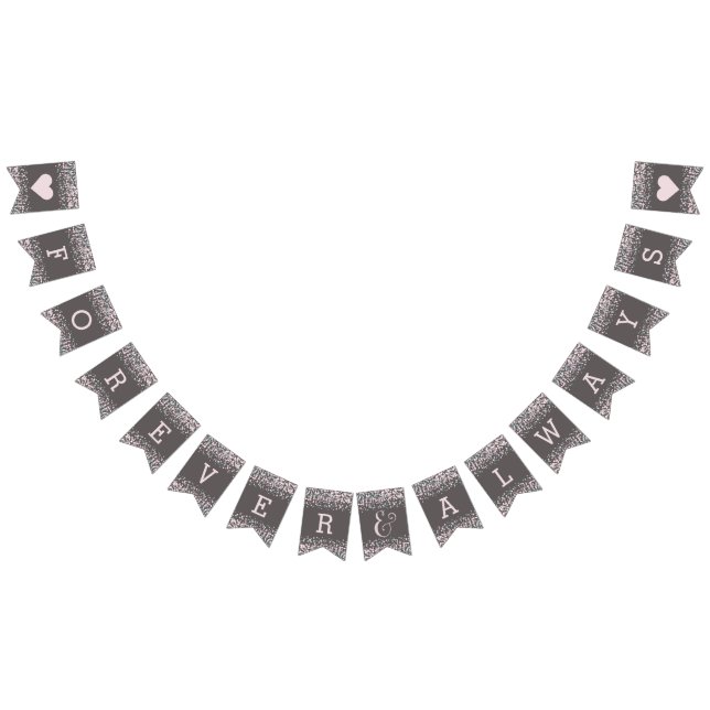 Bannière À Fanions Aquarelle rose pâle Confetti Mariage pour toujours (Tout)