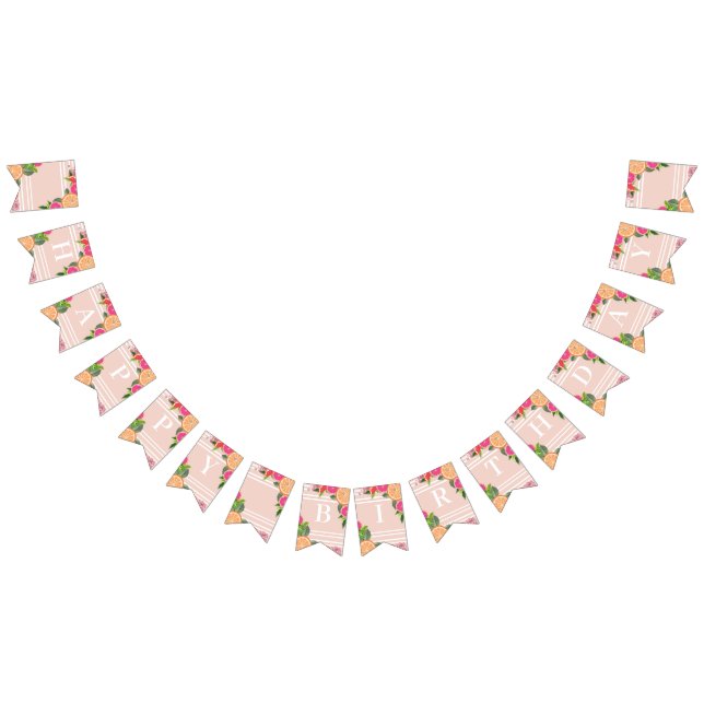 Bannière À Fanions Aquarelle Tropical Citrus Jour minimal (Tout)