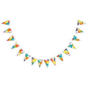 Bannière À Fanions Aquarelle Tropical Feuille mariage monogramme