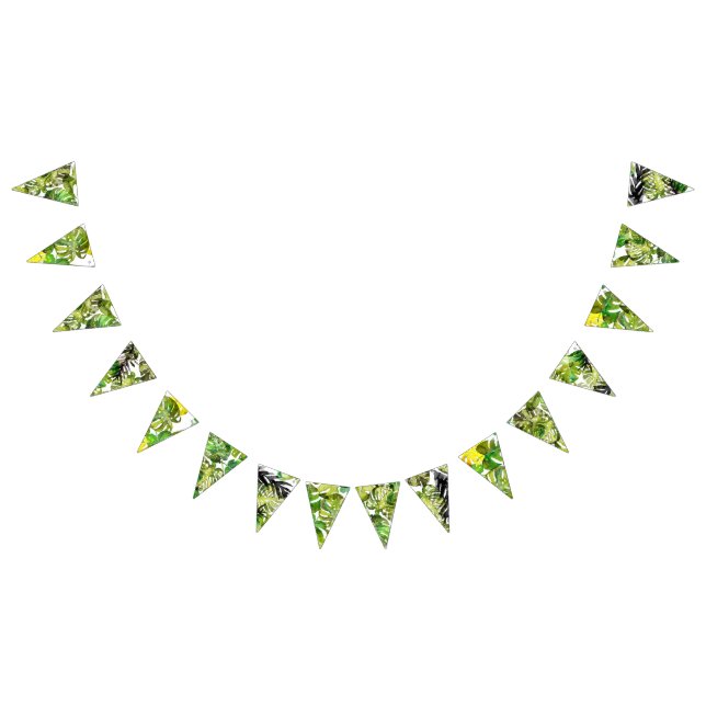 Bannière À Fanions Aquarelle Tropical Feuille mariage monogramme (Tout)
