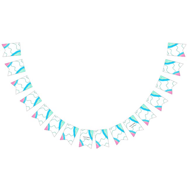 Bannière À Fanions Aquarelle verte rose simple (Tout)