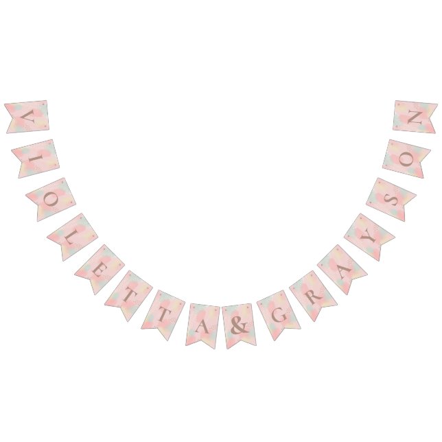 Bannière À Fanions Art moderne Pink Pastel Mariage (Tout)