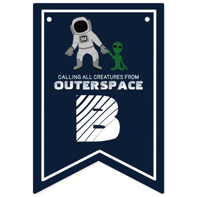 Bannière À Fanions Astronaut & Alien, Parti de l'espace extérieur (Deuxième drapeau)