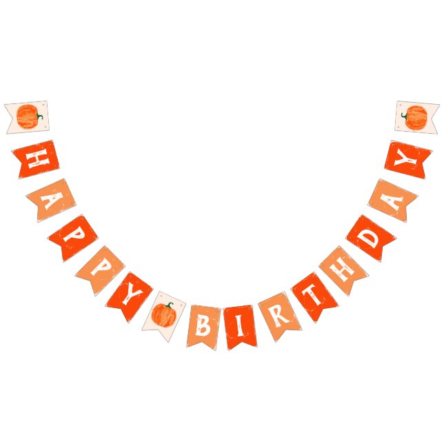 Bannière À Fanions Automne Petit Citrouille Joyeux Anniversaire Banni (Tout)