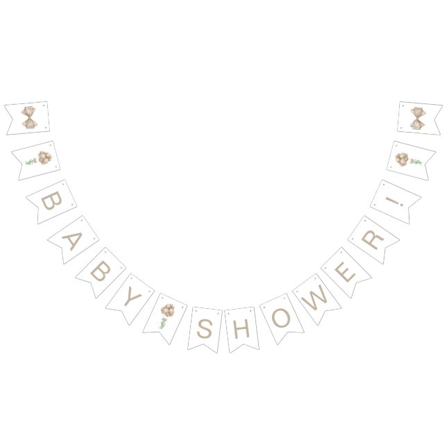 Bannière À Fanions Baby shower Ballotte beige (Tout)