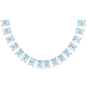 Bannière À Fanions Baby shower Bébé Bleu Cute Chouette