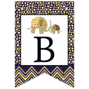 Bannière À Fanions Baby shower de Bohemian Elephant et Chevron