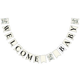 Bannière À Fanions Baby shower de lapin farci "Welcome Baby"