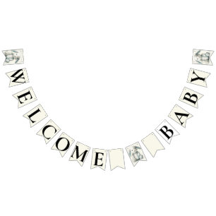 Bannière À Fanions Baby shower de lapin farci "Welcome Baby"
