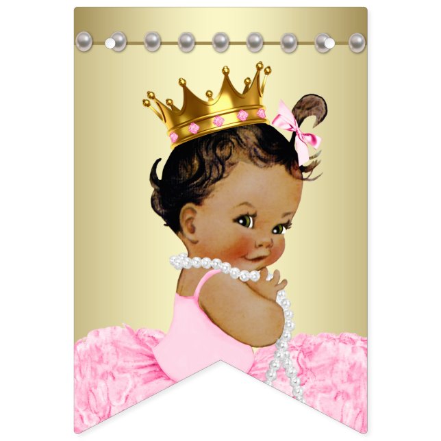Bannière À Fanions Baby shower d'or rose (Premier drapeau)